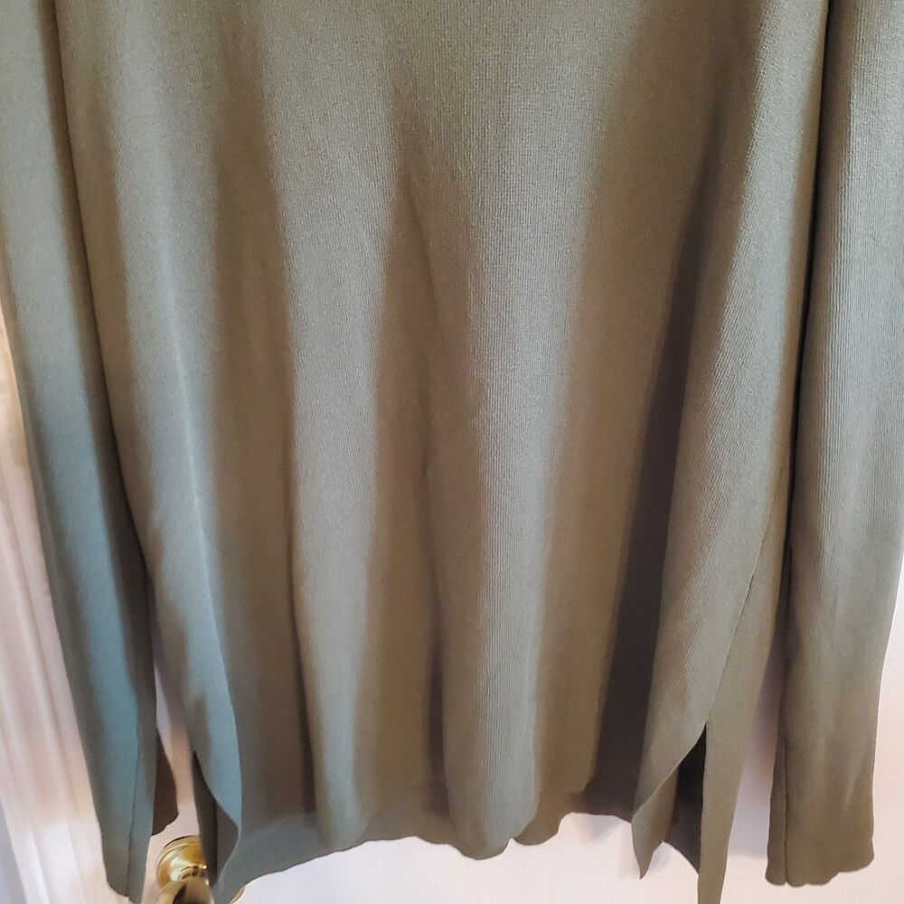 Chico's Olive Green Open Front Beaded Cardigan Size 3 US XL Boho Artsy Office - Picture 7 of 11